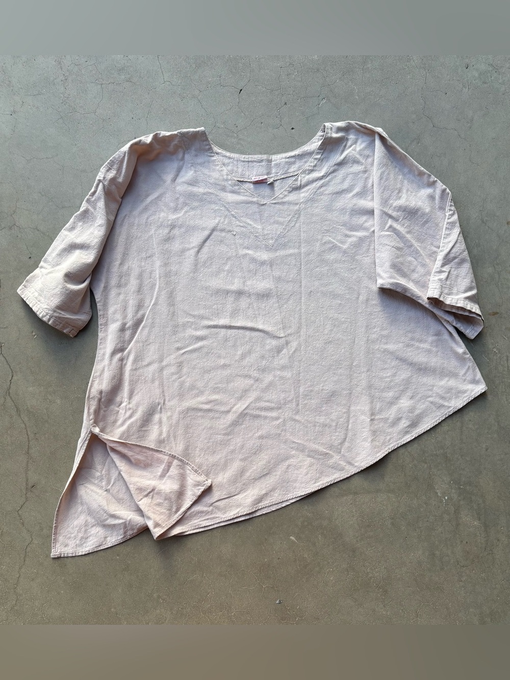Vintage 90s B'Gauze Asymmetric Crinkle Cotton Cream Top Made in USA 1X/2X